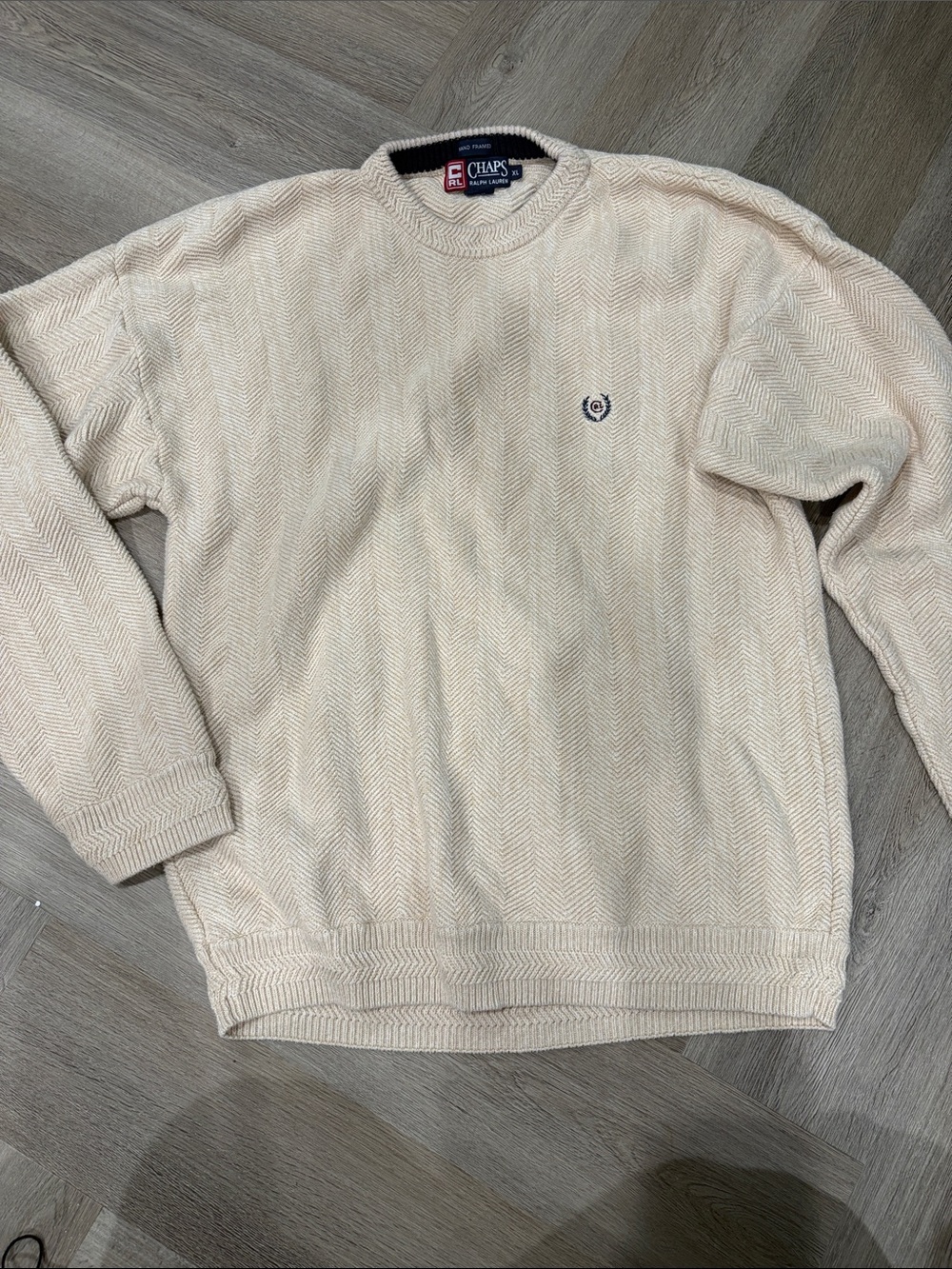 Chaps Ralph Lauren Men's Cream Crewneck Sweater XL - Picture 1 of 8